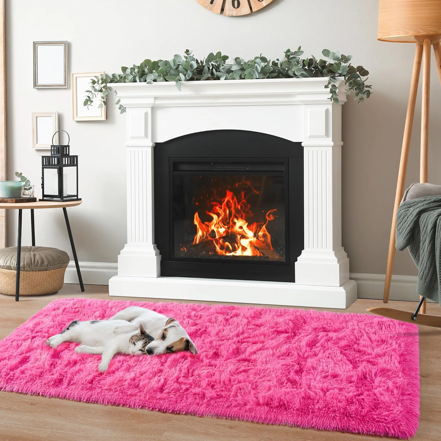 HQAYW Fluffy Runner Rug for Bedroom Living Room, Soft Shaggy Kids Girls Room Rugs Bedside Rug Dorm Rug with Non Slip Backing Plush Fuzzy Hallway Carpet Indoor Home Decor, 2' x 6', Hot Pink