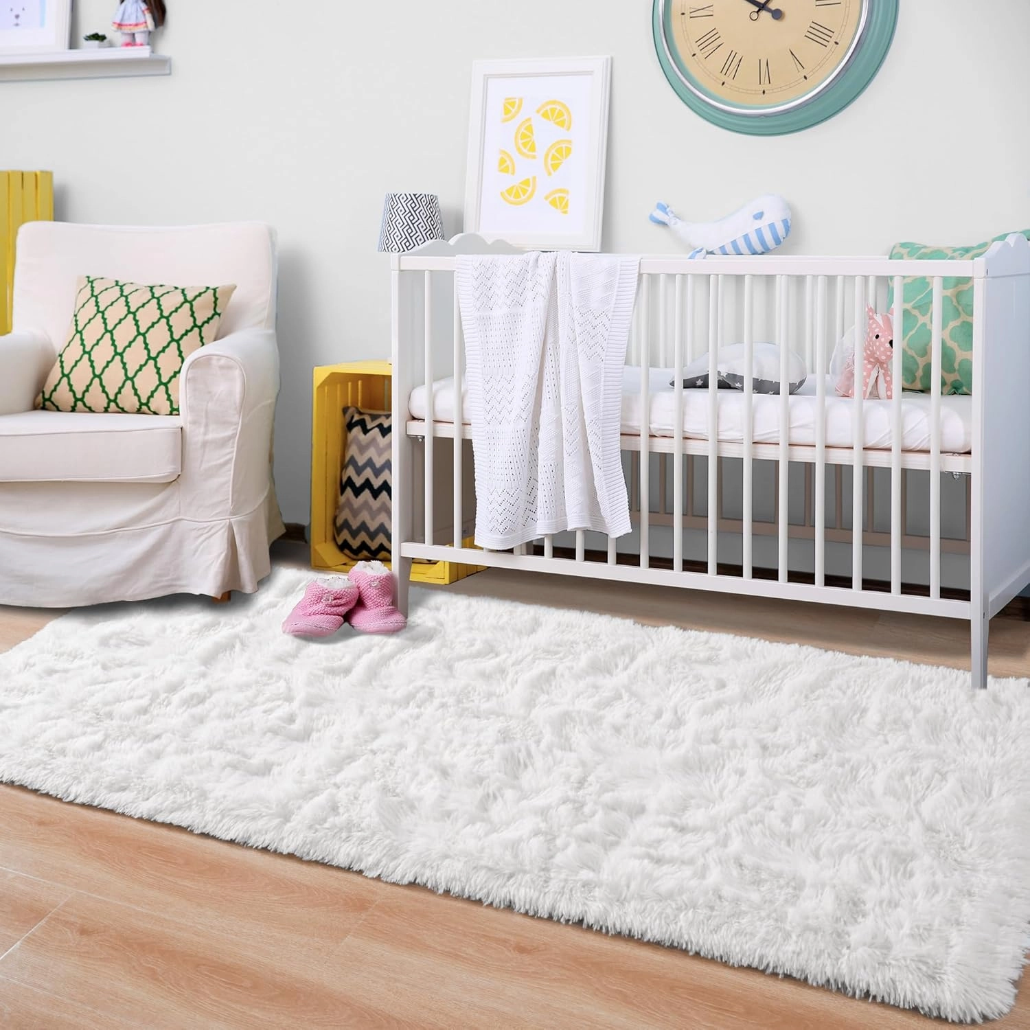 HQAYW Fluffy Runner Rug for Bedroom Living Room, Soft Shaggy Kids Girls Room Rugs Bedside Rug Dorm Rug with Non Slip Backing Plush Fuzzy Hallway Carpet Indoor Home Decor, 2' x 6', Ivory