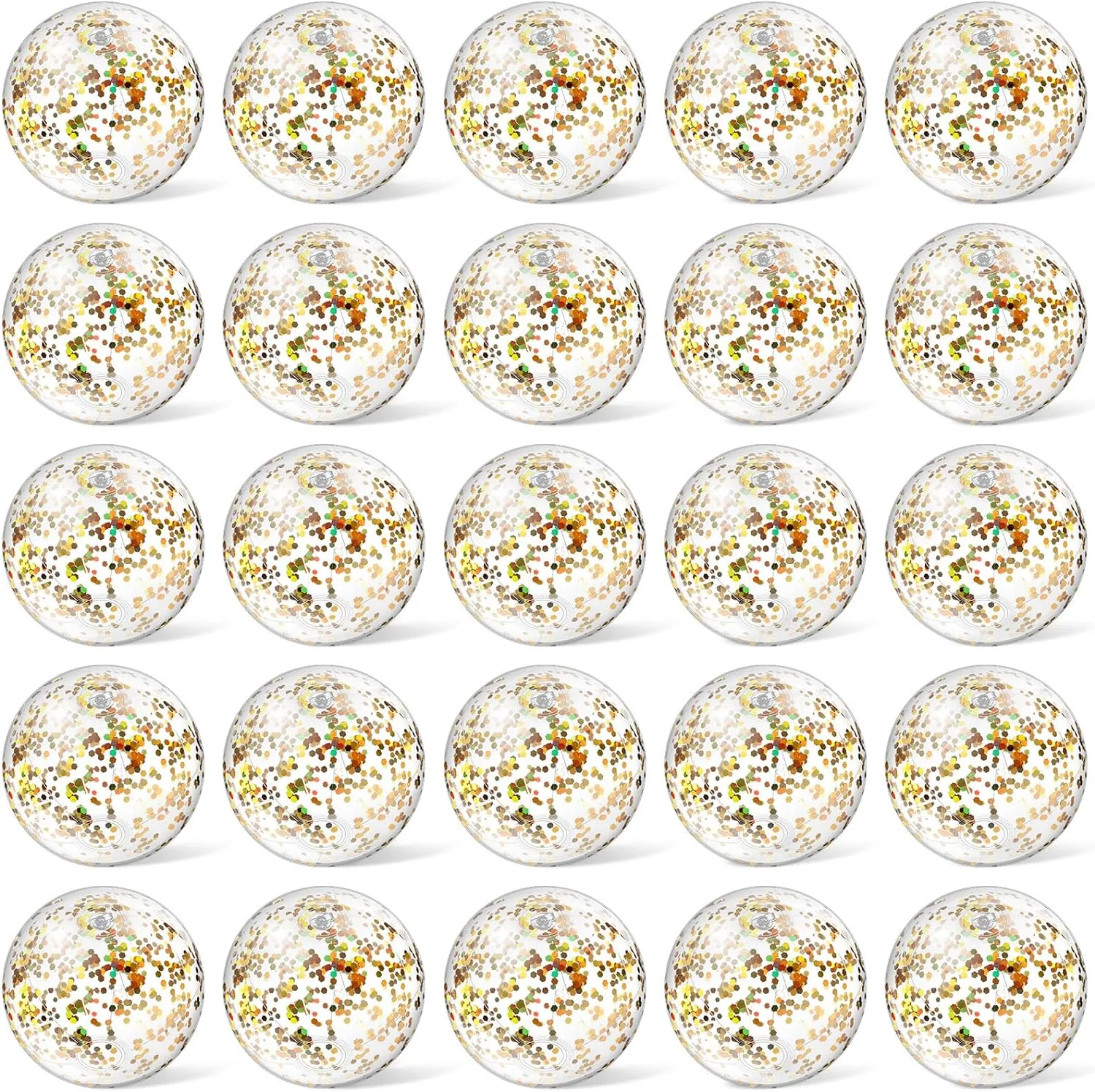 Hungdao 25 Pcs Inflatable Glitter Beach Ball 8 Inches Mini Clear Floatable Confetti Ball for Kids Bulk Swimming Pool Theme Party Toy for Hawaiian Theme Party Decorations Favors Supplies