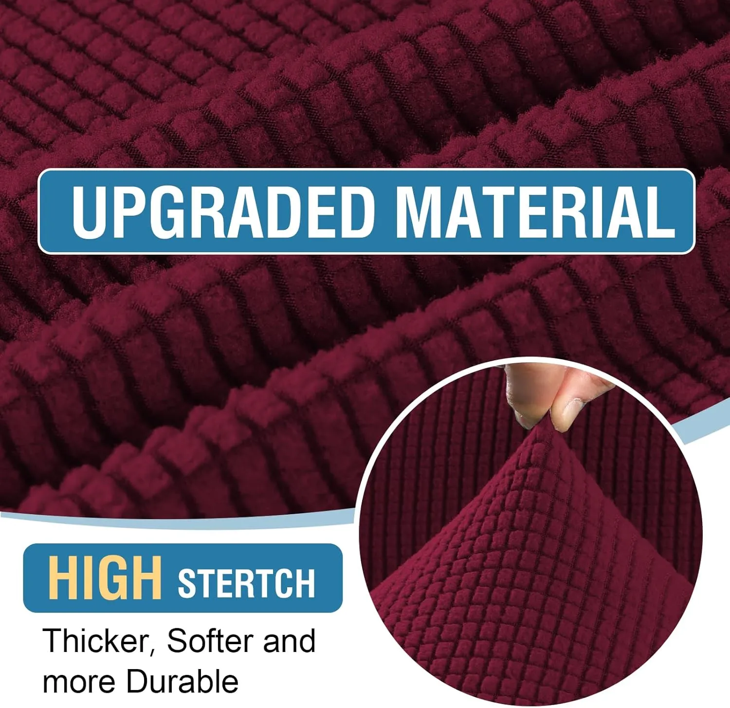 H.VERSAILTEX 2025 New Sectional Couch Covers 8 Pieces Stretch Sofa Covers for Sectional Sofa Set Separate L Shaped Couch Cover for Both Left/Right Couch (Seat and Back: 1 Chaise   3 Sofa, Burgundy)
