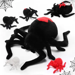 HyDren 5 Pcs Spider Plush Set 14 Inch Redback Spider Stuffed Animal with 4 Baby Spiderlings in Zippered Belly Plushie Gifts for Boys Girls Birthday Prank Party Decorations Tricky Props