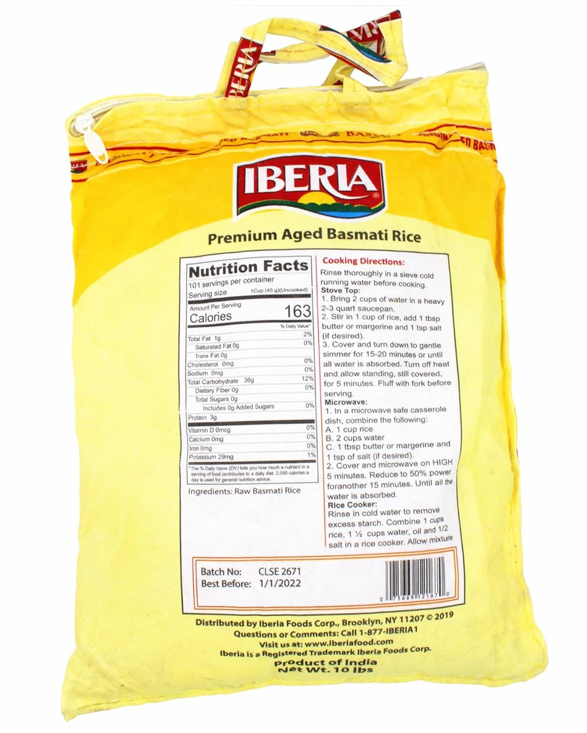 Iberia Premium Aged Indian Basmati Rice, 10 Pounds
