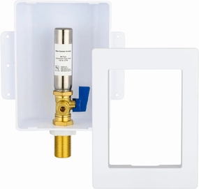 Ice Maker Outlet Box with Stainless Steel Water Hammer Arrestor,1/2 Inch Sweat (MIP) Inlet and 1/4 Inch OD Compression Outlet Connection, Icemaker Box with Installed 1/4-Turn Ball Valve