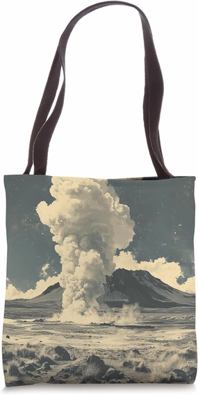 Icelandic Geothermal Springs Vintage Landscape Graphic Tote Bag
