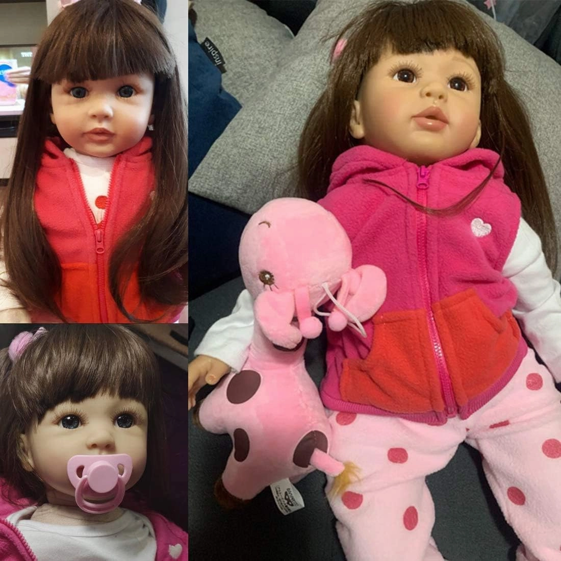 iCradle Cute 24 inch 60 cm Reborn Baby Doll Long Hair Girl Doll Soft Silicone Baby Real Life Baby Toddler Doll Toy for Ages 3  (1903)