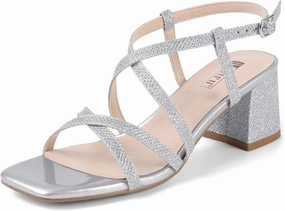 IDIFU IN2 Strappy Heels Chunky Block Square Toe Wedding Prom Bride Bridal Dance Party Dress Shoes for Women Trendy Comfortable Dressy Cute Casual Summer Heeled Sandals Slingback Low Short Heels