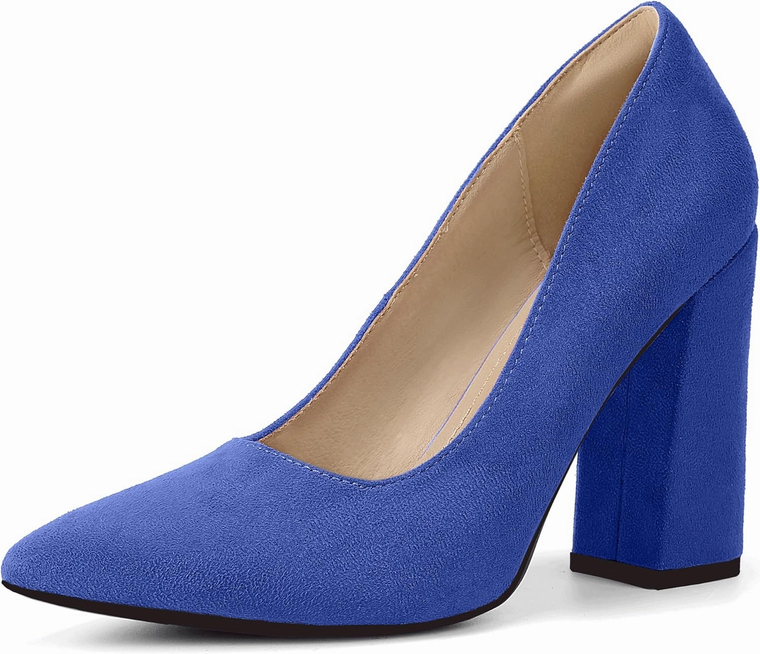 IDIFU IN4 Women's Pumps - Closed Toe Heels with Chunky Block Heels - Thick Pointed Toe Dress Shoes for Women - Wedding, Prom, Bridal, Office, Business - Comfortable, Formal, Fashion, Classic Pumps