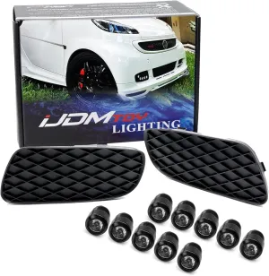 iJDMTOY Euro Brabus Style Xenon White LEDayFLex Daytime Running Light Kit w/Spare Fog Bezel Covers for Custom Retrofit, Compatible with 2008-2012 Smart Fortwo W451