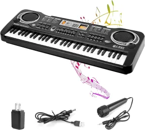 iMounTEK Piano Keyboard 61 Keys Digital Music Electronic Keyboard Electric Piano Musical Instrument Kids Learning Keyboard with Microphone For Beginners Kids Girls Boys
