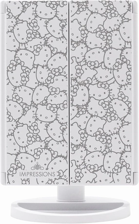 IMPRESSIONS VANITY Hello Kitty Trifold LED Makeup Mirror with Magnification, White, 11"L x 13.5"W 4.75"D