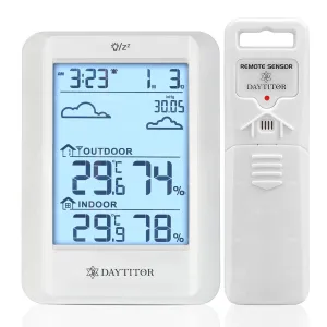 Indoor Outdoor Thermometer Wireless Digital Hygrometer,High Precision Temperature Humidity Gauge Monitor with 330ft Range Remote Sensor,Hygrometer Indoor Humidity White