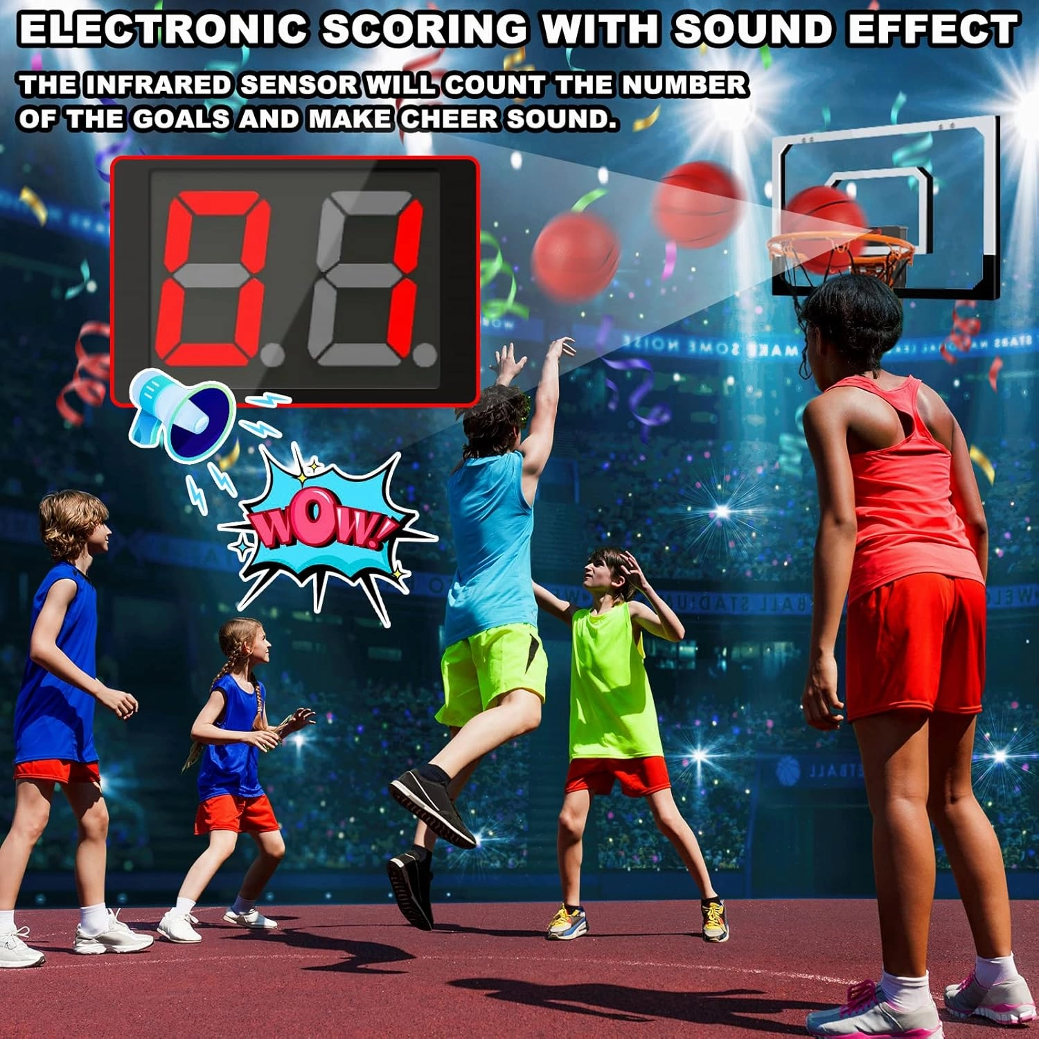 Indoor Mini Basketball Hoop for Kids and Adults - Over The Door Basketball Hoop with Balls, Mini Hoop for Door Wall Office Bedroom, Basketball Toys for Boys Girls Teens