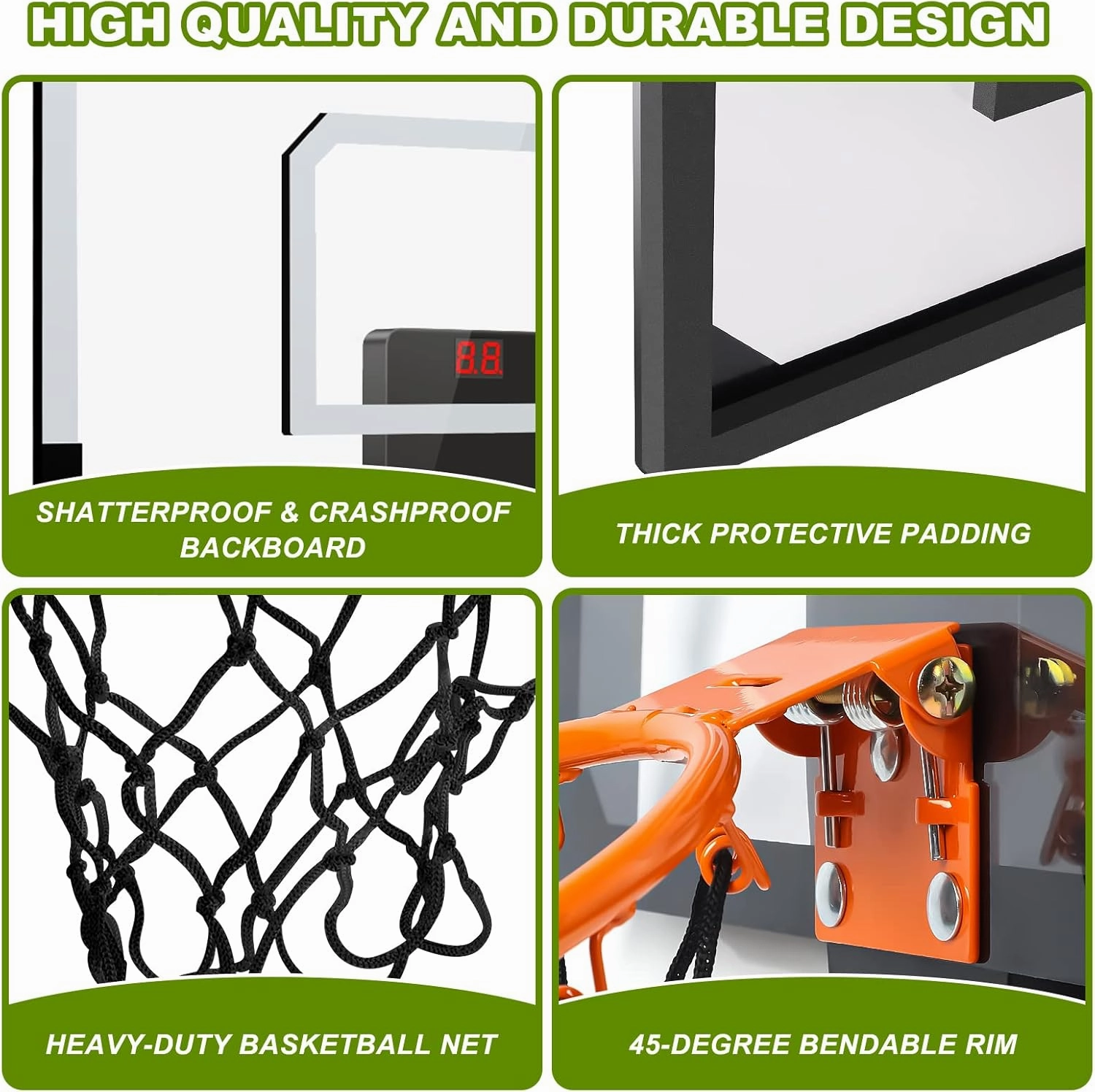Indoor Mini Basketball Hoop for Kids and Adults - Over The Door Basketball Hoop with Balls, Mini Hoop for Door Wall Office Bedroom, Basketball Toys for Boys Girls Teens