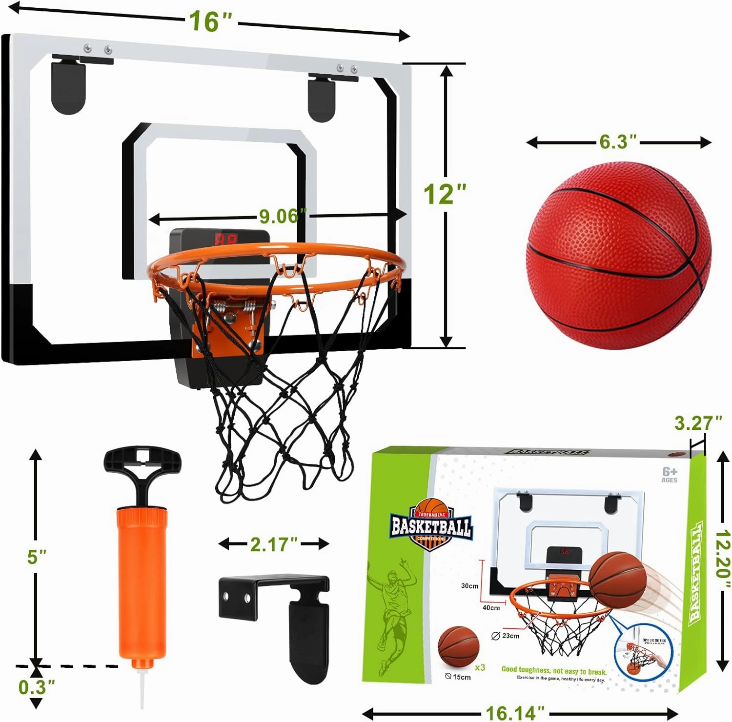 Indoor Mini Basketball Hoop for Kids and Adults - Over The Door Basketball Hoop with Balls, Mini Hoop for Door Wall Office Bedroom, Basketball Toys for Boys Girls Teens