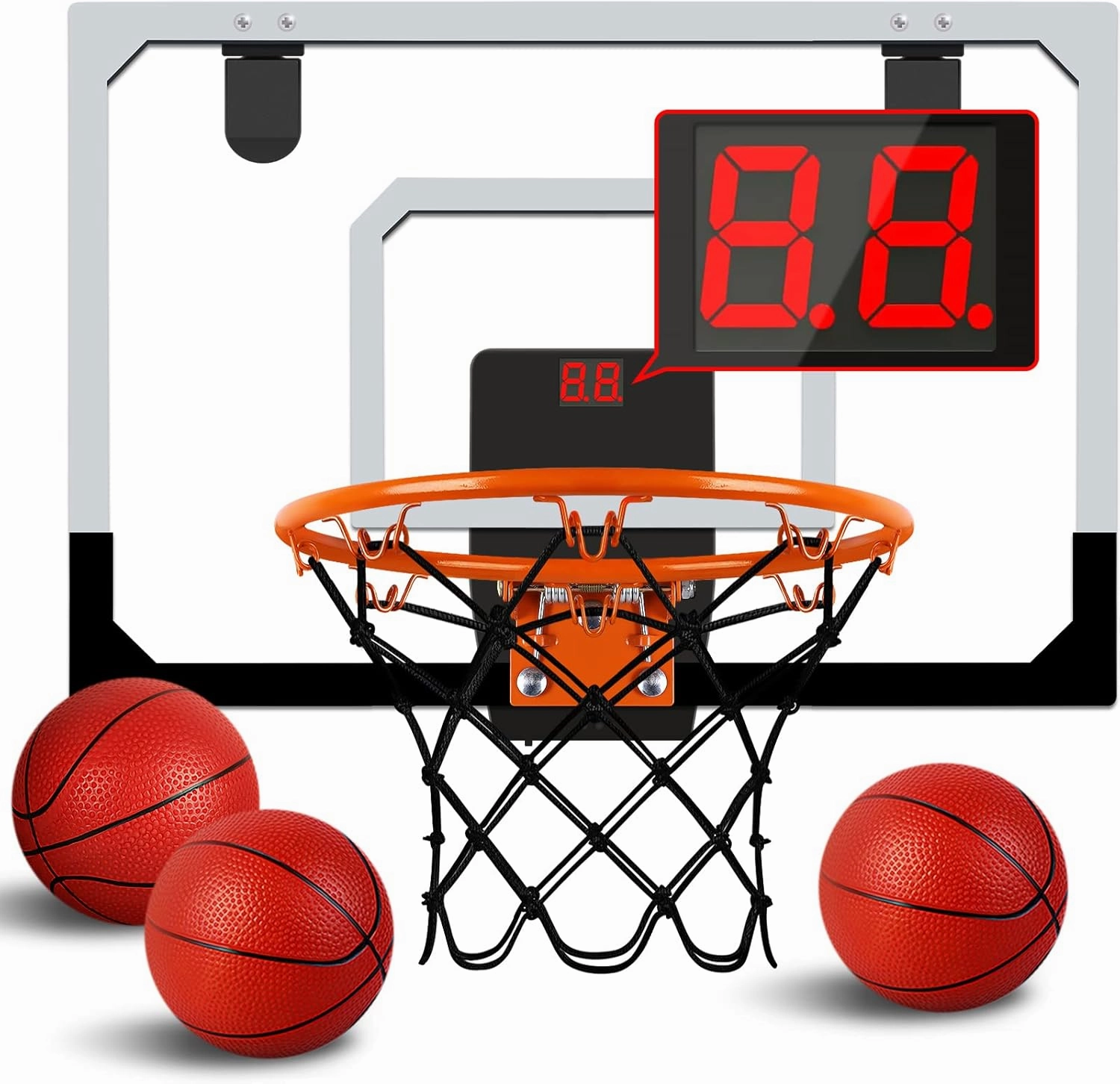 Indoor Mini Basketball Hoop for Kids and Adults - Over The Door Basketball Hoop with Balls, Mini Hoop for Door Wall Office Bedroom, Basketball Toys for Boys Girls Teens