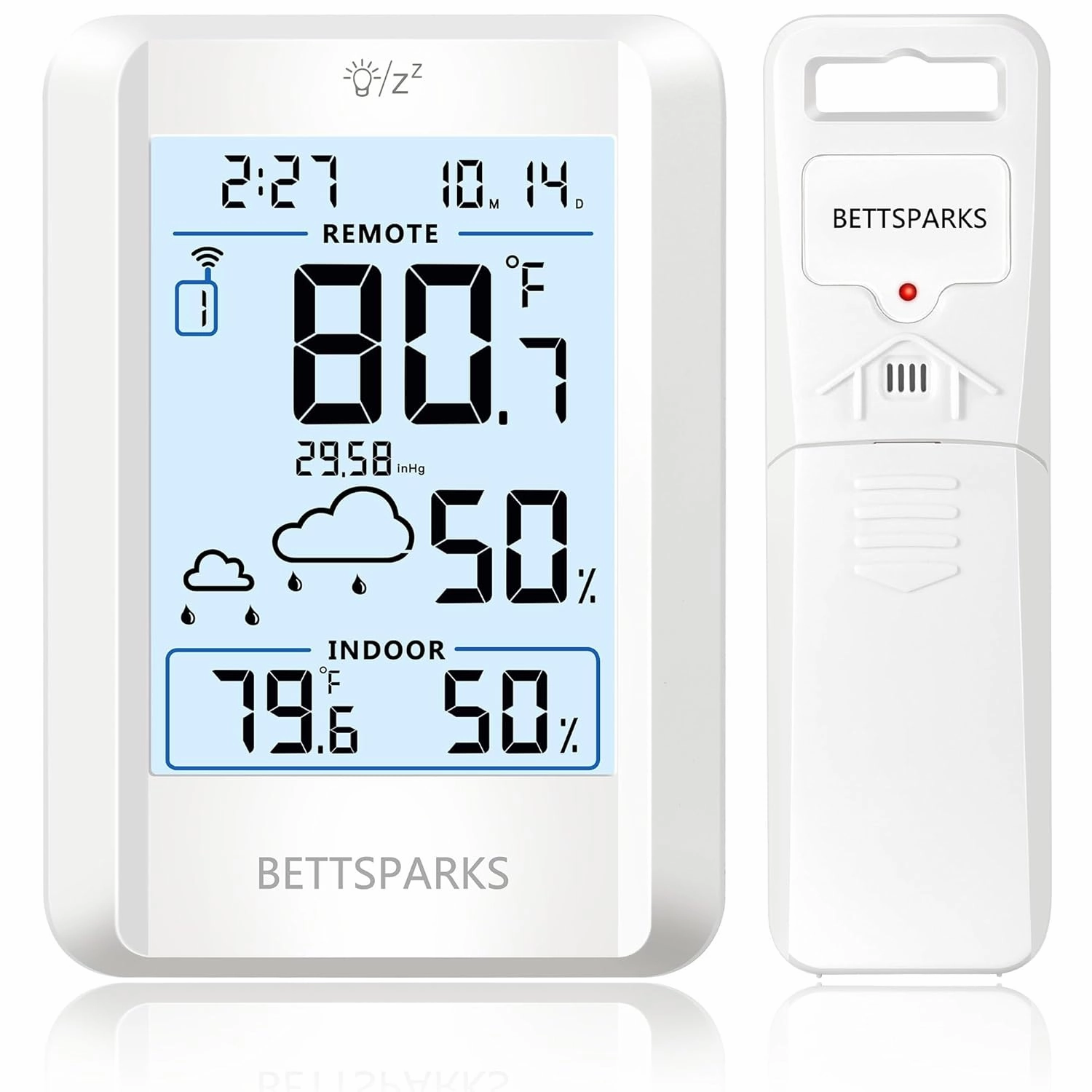 Indoor Outdoor Thermometer Wireless Remote Temperature & Humidity Monitor, Home Weather Station Inside Outside Temperature Gauge Battery Powered with Clock and 330ft Range Remote Sensor for Patio