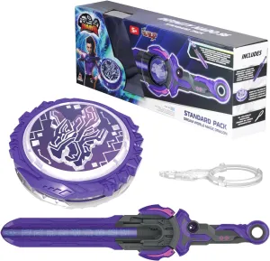 Infinity Nado Battling Toys, Battle Set for 8-12 with Spinning Top Sword Launcher, Metal Brust Gyro for Boys and Girls Age 5 , Dream World Magic Dragon, Lightning Purple