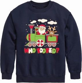 Instant Message - Who Tooted Christmas Train - Toddler & Youth Crewneck Fleece Sweatshirt