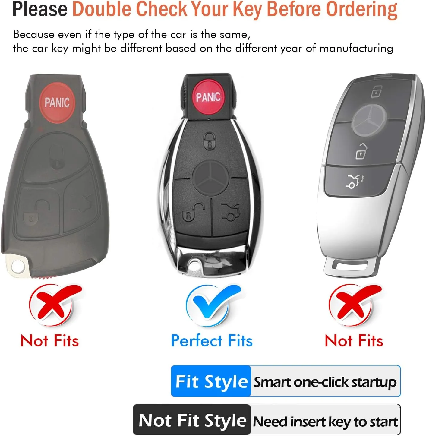 Intermerge for Mercedes Benz Key Fob Cover, Premium Soft TPU Key Case Cover Compatible with Mercedes Benz C E S M CLS CLK G Class Keyless Smart Key Fob_Red