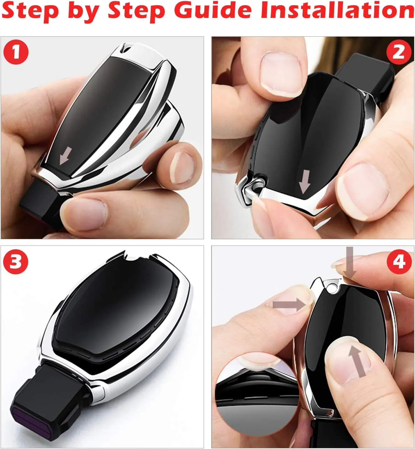 Intermerge for Mercedes Benz Key Fob Cover, Premium Soft TPU Key Case Cover Compatible with Mercedes Benz C E S M CLS CLK G Class Keyless Smart Key Fob_Red