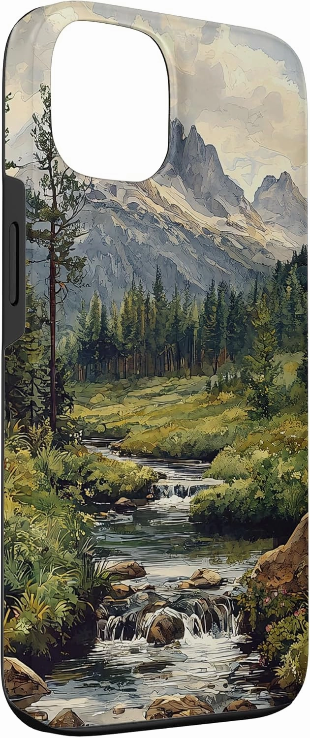 iPhone 13 Valley With Running Stream Landscape Vintage Graphic Case