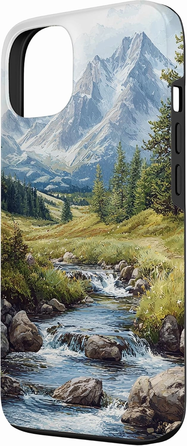 iPhone 13 Valley With Running Stream Landscape Vintage Graphic Case
