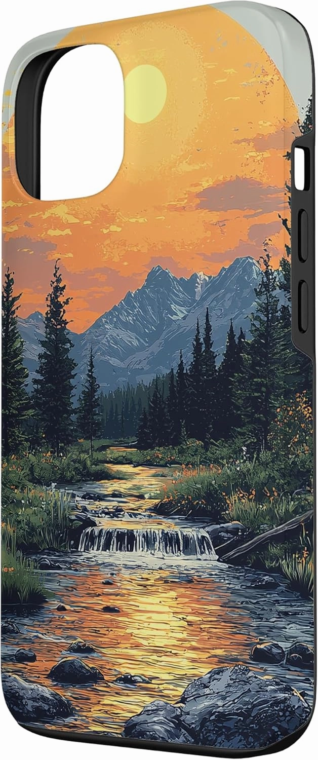 iPhone 13 Valley With Running Stream Landscape Vintage Graphic Case