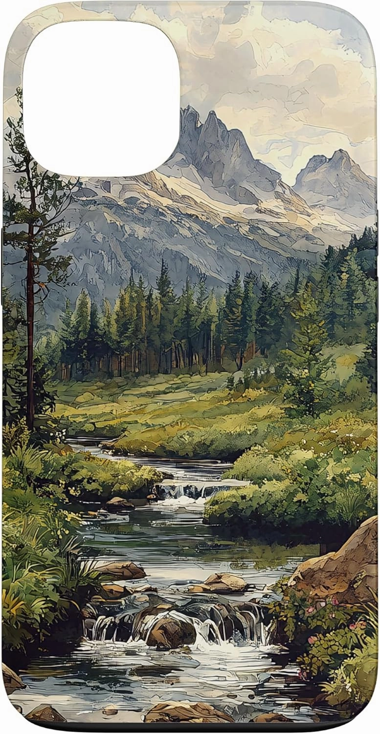 iPhone 13 Valley With Running Stream Landscape Vintage Graphic Case