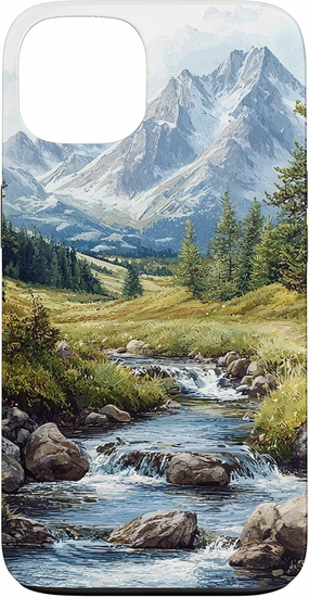 iPhone 13 Valley With Running Stream Landscape Vintage Graphic Case