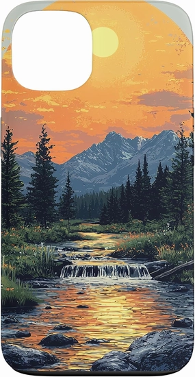 iPhone 13 Valley With Running Stream Landscape Vintage Graphic Case