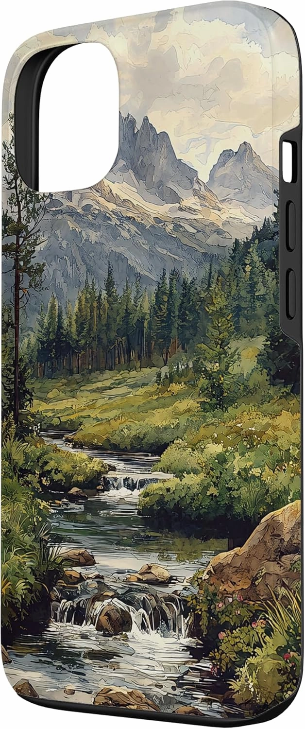 iPhone 13 Valley With Running Stream Landscape Vintage Graphic Case