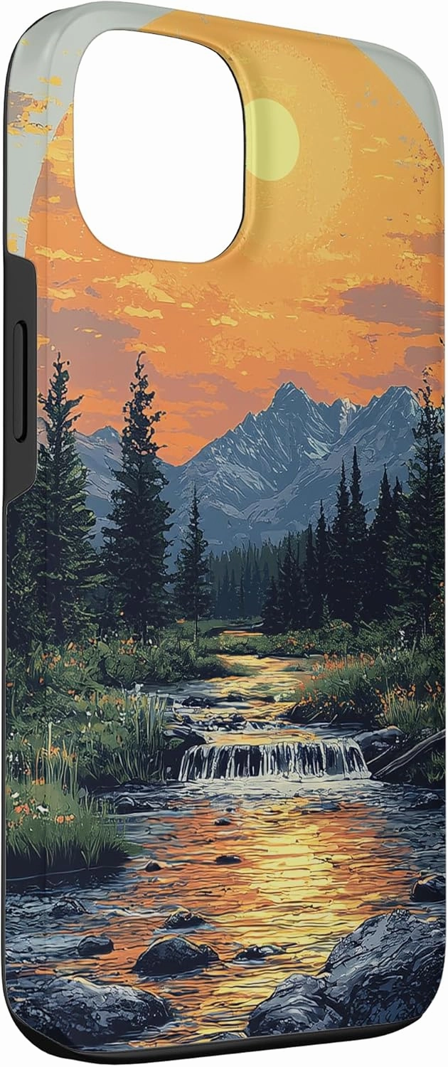 iPhone 13 Valley With Running Stream Landscape Vintage Graphic Case