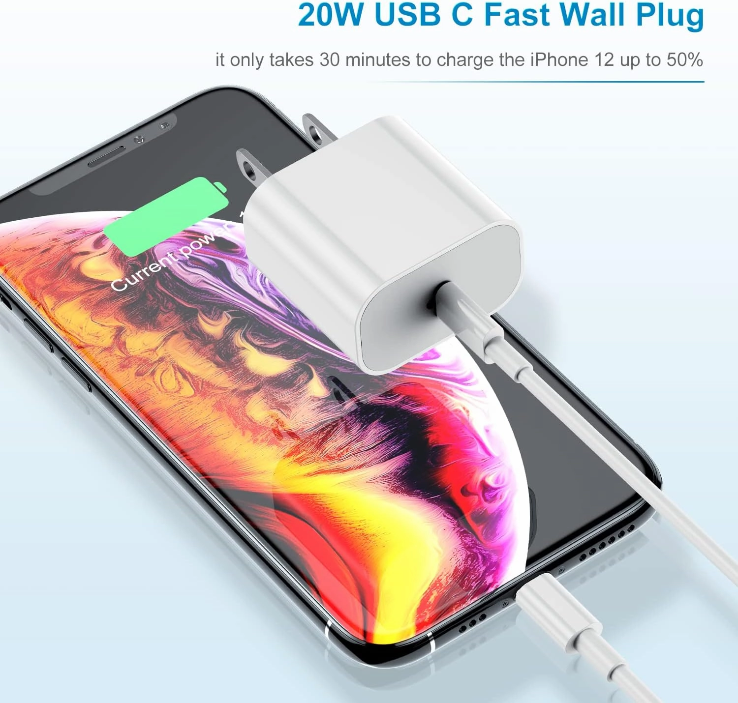 iPhone Charger Fast Charging 6ft Cord【Apple Certified】 USB C to Lightning Cable with 20W Fast Charger Block for iPhone 14 Pro Max/13 Plus/12 Mini/11/iPad Pro/Air(2-Pack)