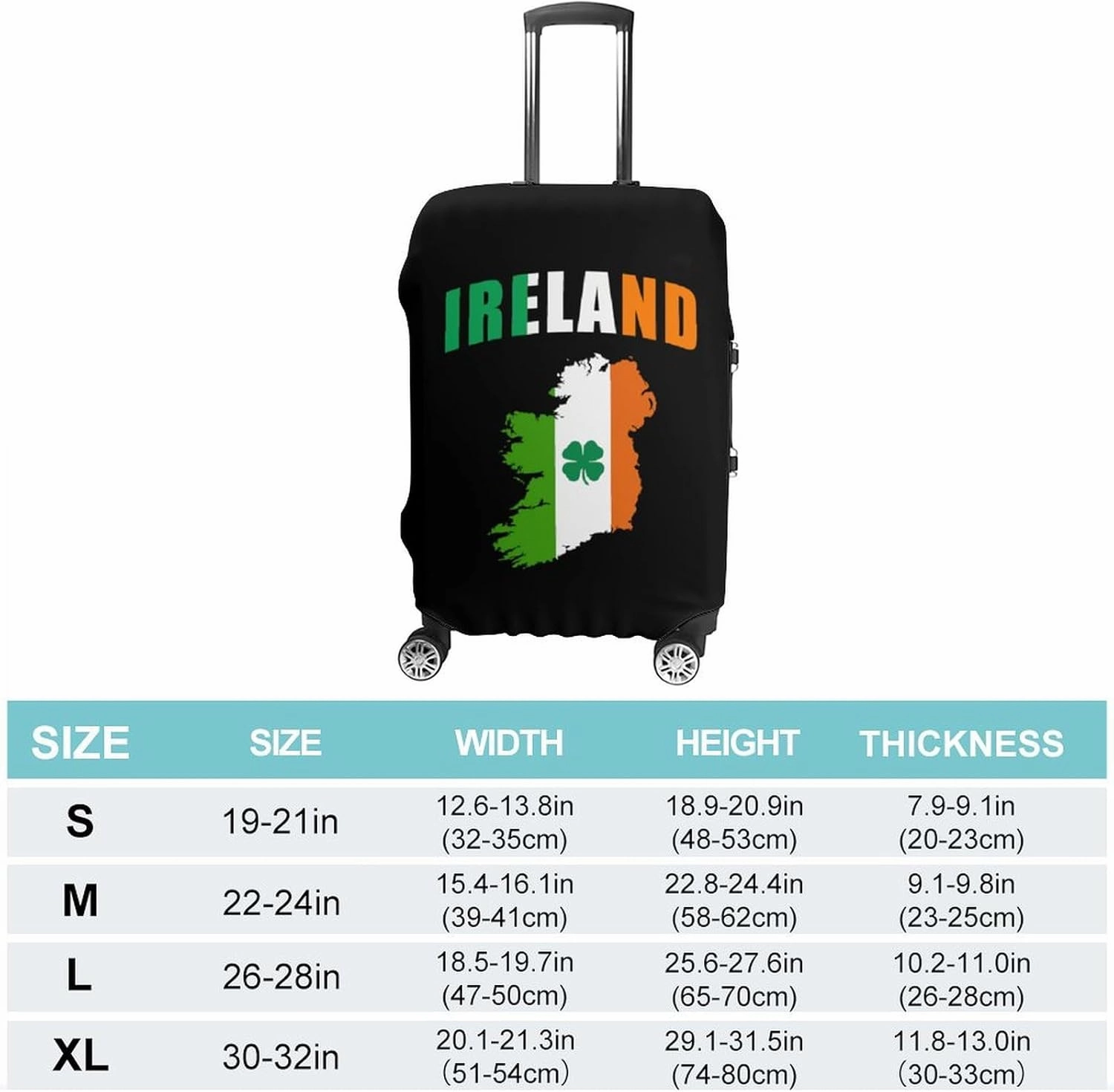 Ireland Map Flag Irish St Patricks Unisex Luggage Cover Washable Travel Suitcase Case Anti-Scratch Baggage Protector