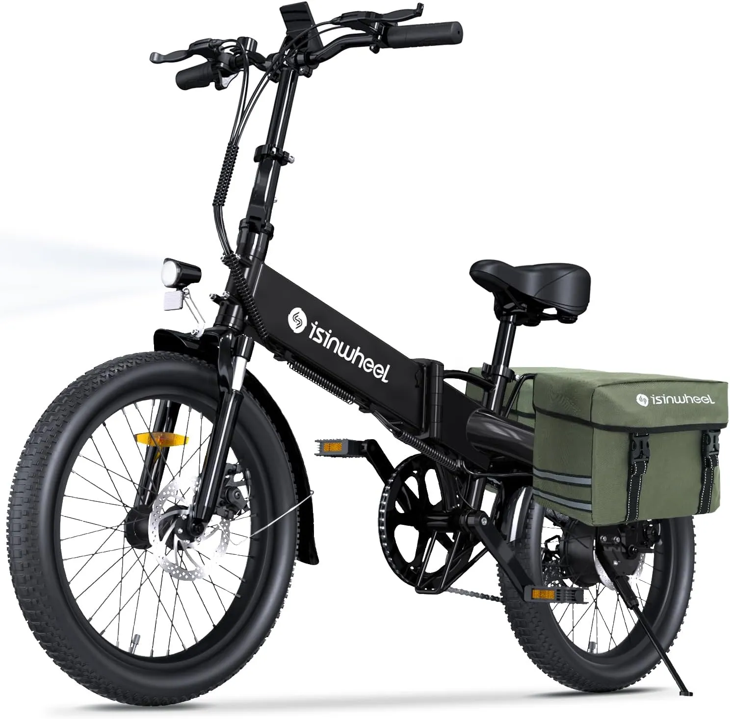 isinwheel U5 Pro Folding Electric Bike for Adults,Peak 800W Brushless Motor,20MPH Up to 50 Miles, 2-3H Fast Charge, 20" Fat Tire Ebike, 7 Speed Gear,Front Fork Suspension for Leisure Riding&Commuting