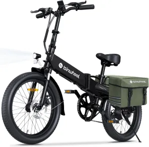 isinwheel U5 Pro Folding Electric Bike for Adults,Peak 800W Brushless Motor,20MPH Up to 50 Miles, 2-3H Fast Charge, 20" Fat Tire Ebike, 7 Speed Gear,Front Fork Suspension for Leisure Riding&Commuting