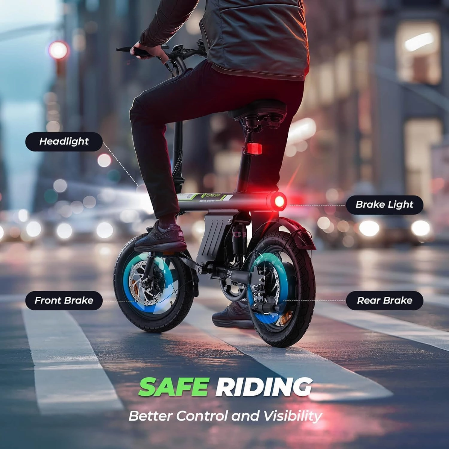 isinwheel U1 Electric Bike for Adults 500W Motor, 20 mph Folding Ebike, 14" Adult Electric Bicycles with Smart Uphill, 280.8Wh Battery, 25 Miles PAS Range, Mini E Bikes for Teens