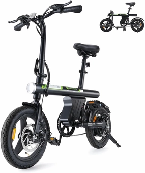 isinwheel U1 Electric Bike for Adults 500W Motor, 20 mph Folding Ebike, 14" Adult Electric Bicycles with Smart Uphill, 280.8Wh Battery, 25 Miles PAS Range, Mini E Bikes for Teens