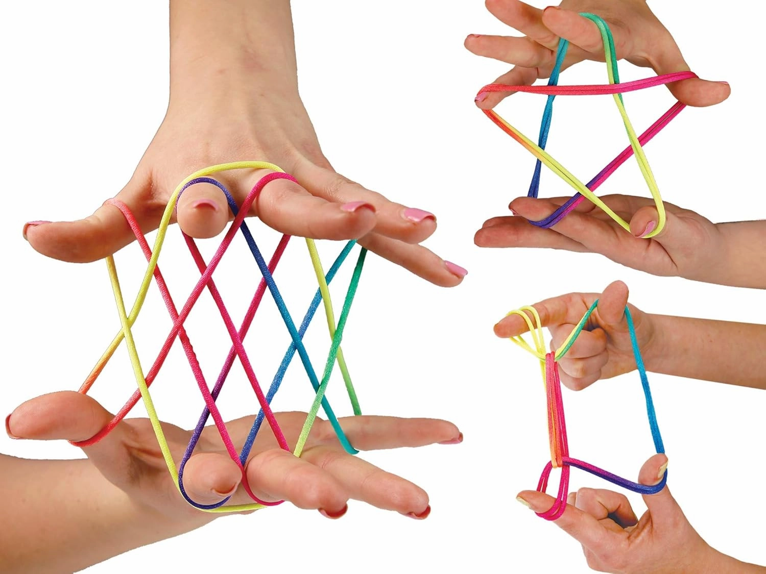 JA-RU Cats Cradle String Game Fingers Fun (Pack of 24) with 1 Collectable Bouncy Ball Family Hand Games for Kids. Finger Rope Toy. 736-24p