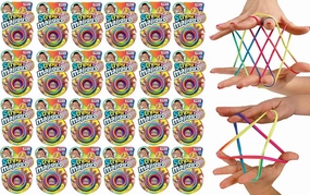 JA-RU Cats Cradle String Game Fingers Fun (Pack of 24) with 1 Collectable Bouncy Ball Family Hand Games for Kids. Finger Rope Toy. 736-24p