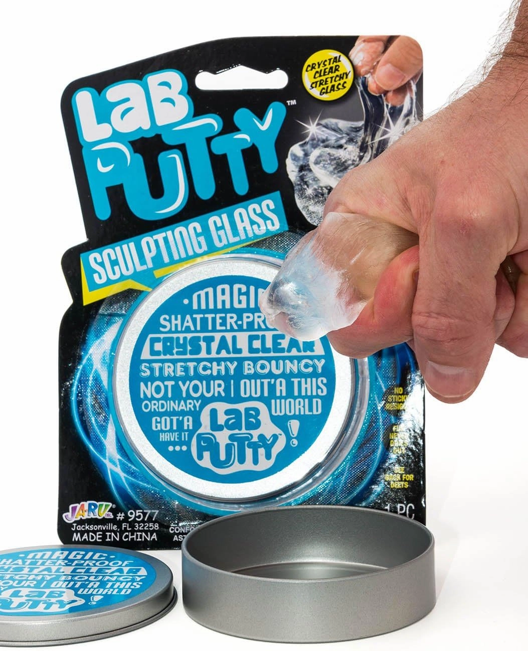 JA-RU Lab Putty Clear Slime Fidget Putty with Tin Case (12 Units) Sensory for Kids. Non Sticky Slime Party Favors for Kids. Stress Relief Anger Management Toys. 9577-12p