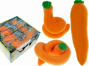 JA-RU Squishy Carrot Stretchy Fidget Toy (12 Carrot Toy) Slow Rising Squishy Sand Filled Stress Toy. Anger Management Toys for Kids. Food Themed Party Favors. 3342-12p