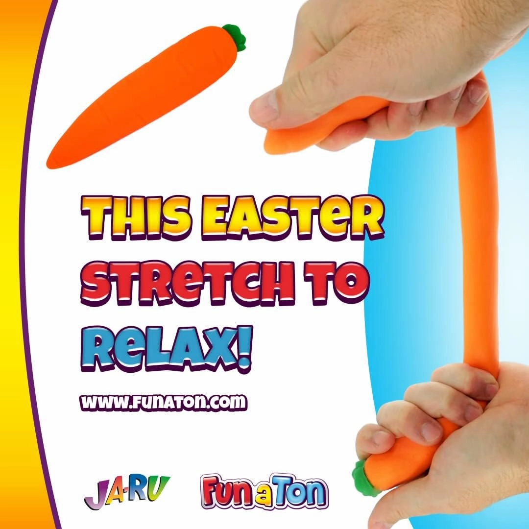JA-RU Squishy Carrot Stretchy Fidget Toy (12 Carrot Toy) Slow Rising Squishy Sand Filled Stress Toy. Anger Management Toys for Kids. Food Themed Party Favors. 3342-12p