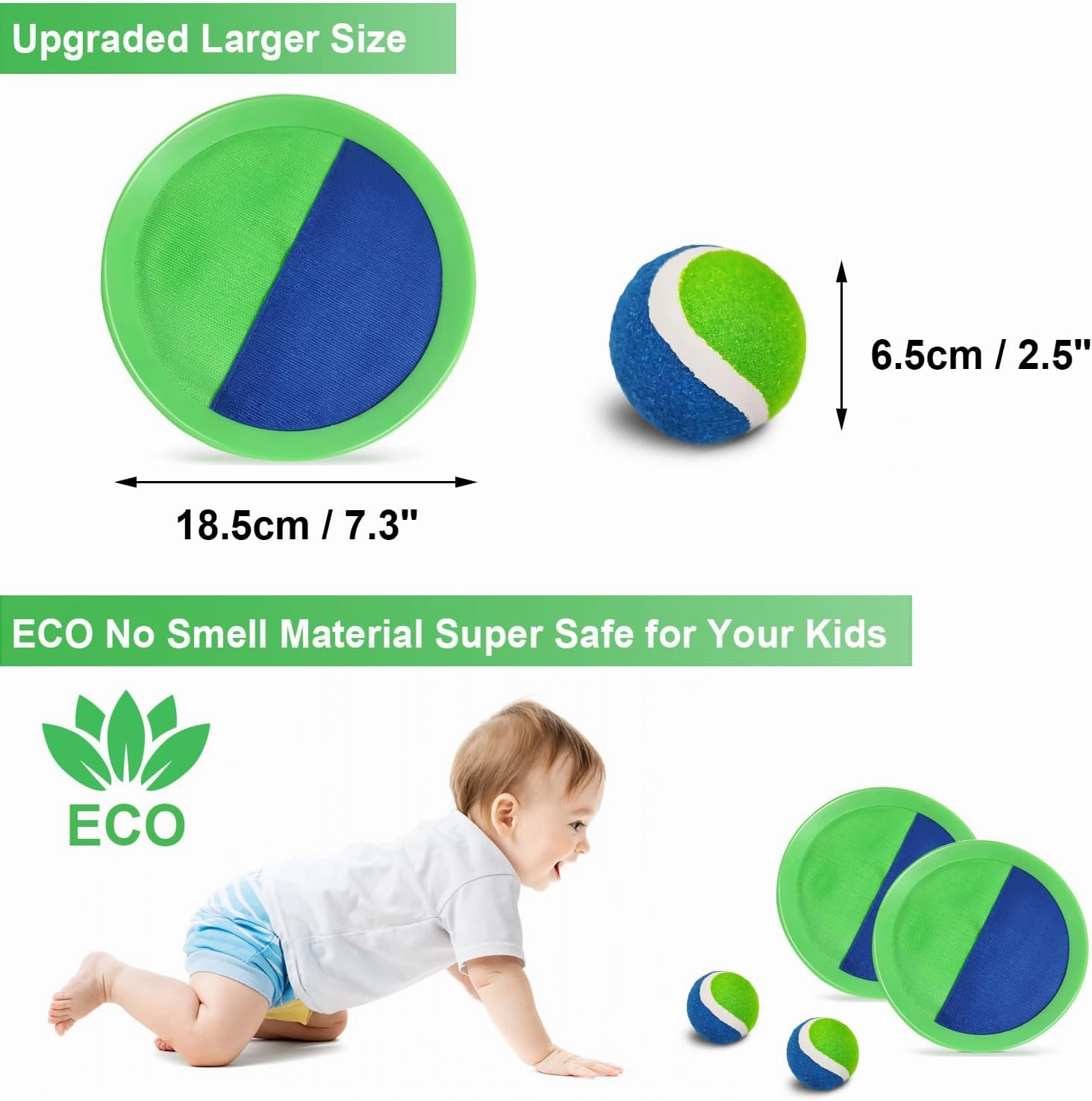 Jalunth Ball Catch Set Games Toss Paddle - Pool Beach Toys Back Yard Outdoor Games Backyard Throw Sticky Set Age 3 4 5 6 7 8 9 10 11 12 Years Old Boys Girls Kids Adults Family Easter Gifts Azure