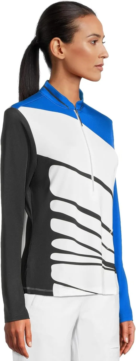Jamie Sadock Women's Wrapped Print Long Sleeve 1/4 Zip Top