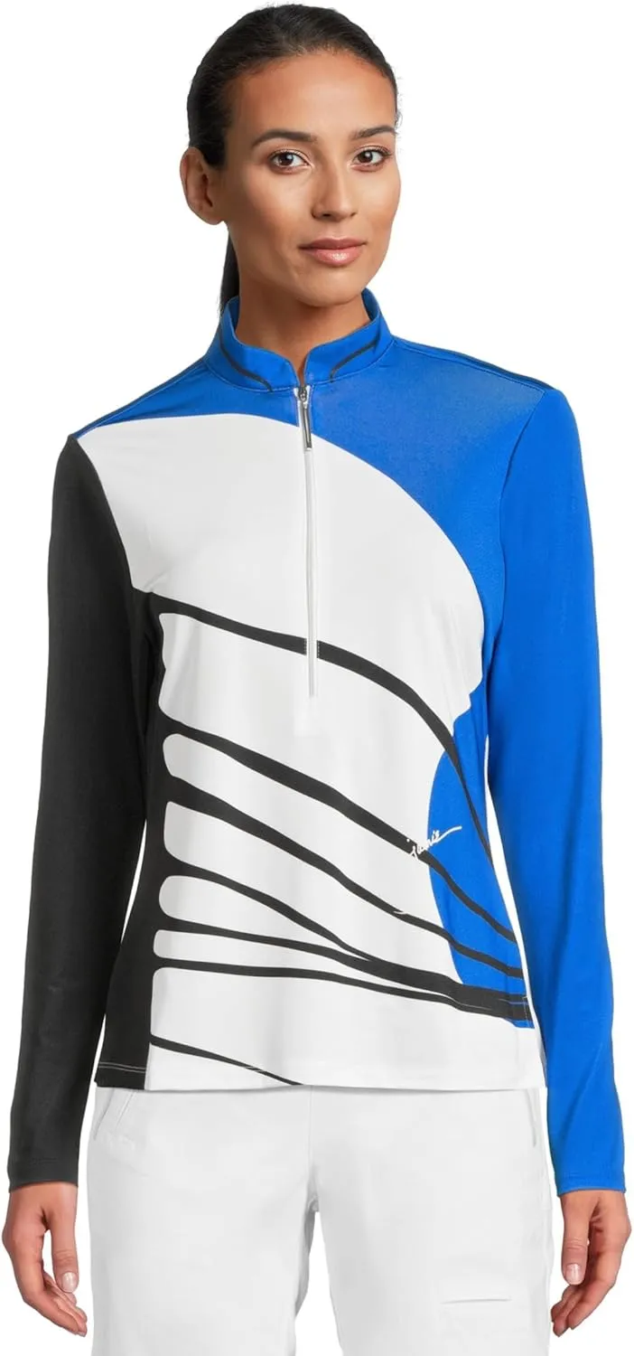 Jamie Sadock Women's Wrapped Print Long Sleeve 1/4 Zip Top