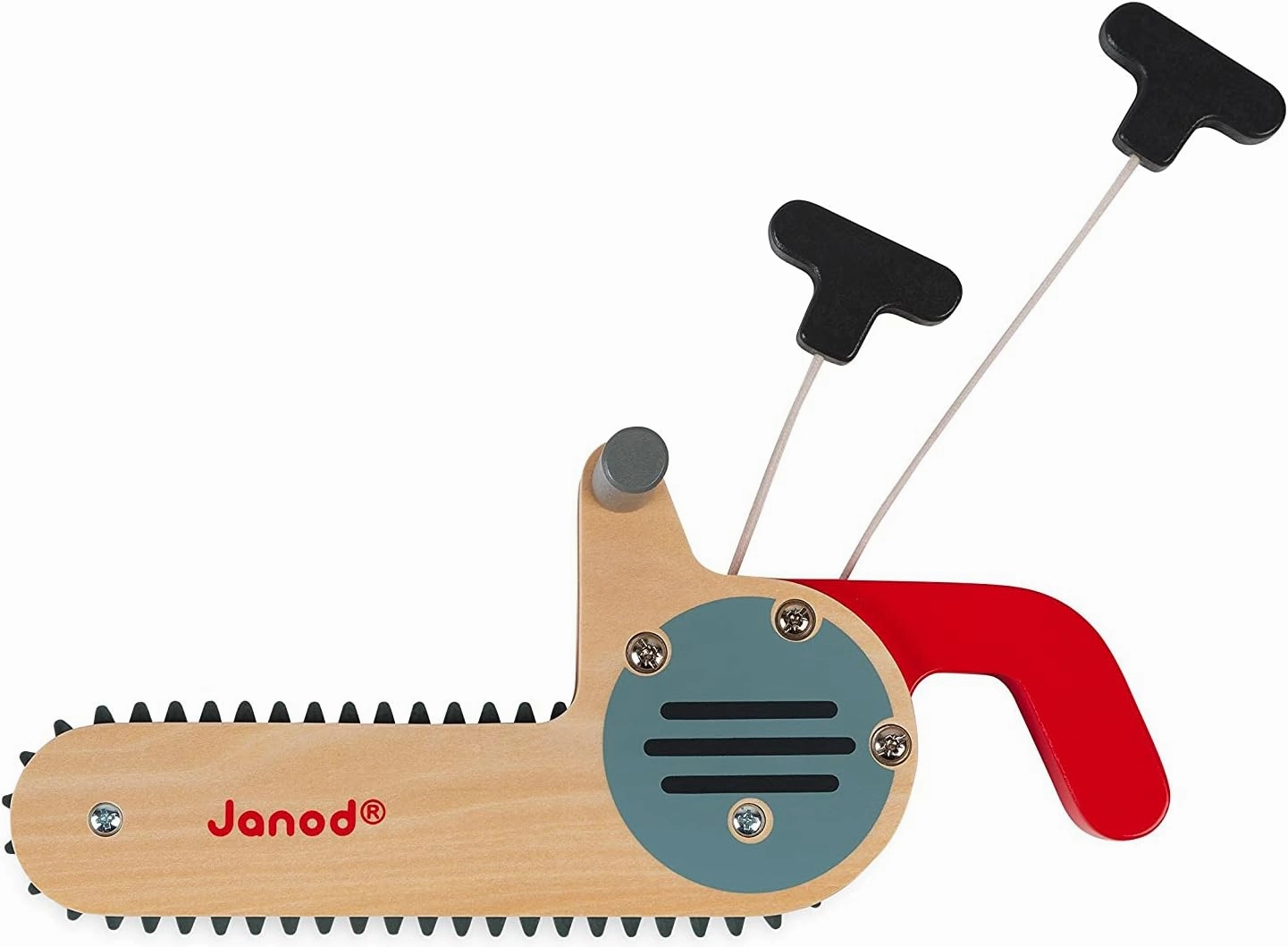 Janod Brico'kids Pretend Play Wooden Chainsaw - Safe Silicone Blade with Sound – Ages 3 Years  - J06471