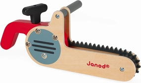 Janod Brico'kids Pretend Play Wooden Chainsaw - Safe Silicone Blade with Sound – Ages 3 Years  - J06471