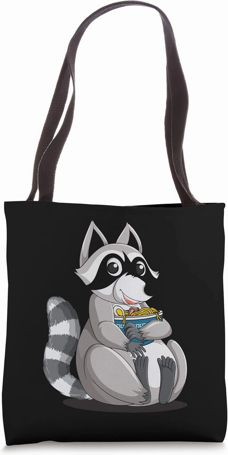 Japanese Noodles Kawaii Ramen Bowl Raccoon Tote Bag