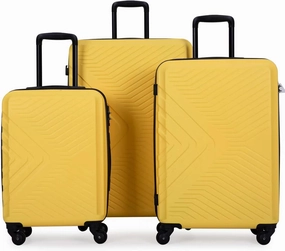 JCSD Bright Yellow 3-Piece Luggage Set for Travel, Lightweight ABS, TSA Lock & Spinner Wheels for Easy Maneuvering